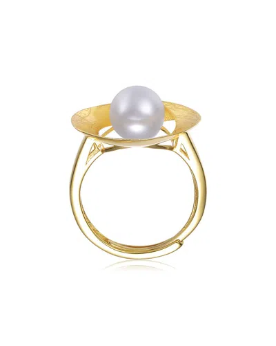 Genevive 14k Over Silver Pearl Ring In Gold