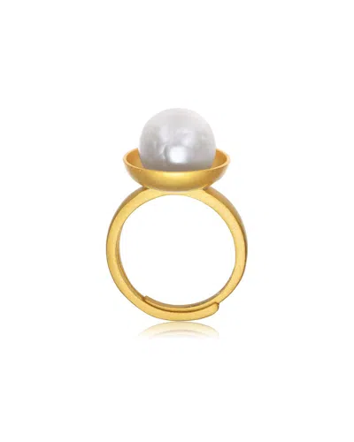 Genevive 14k Over Silver Pearl Ring