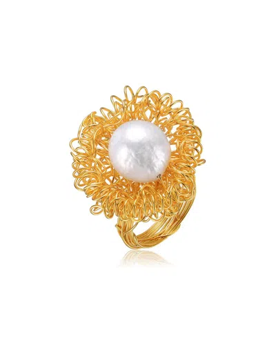 Genevive 14k Over Silver Pearl Ring