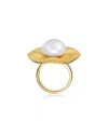 Genevive 14k Over Silver Pearl Ring