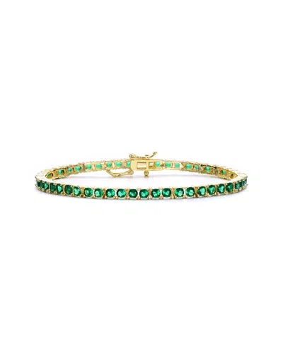 Genevive 14k Over Silver Tennis Bracelet In Green