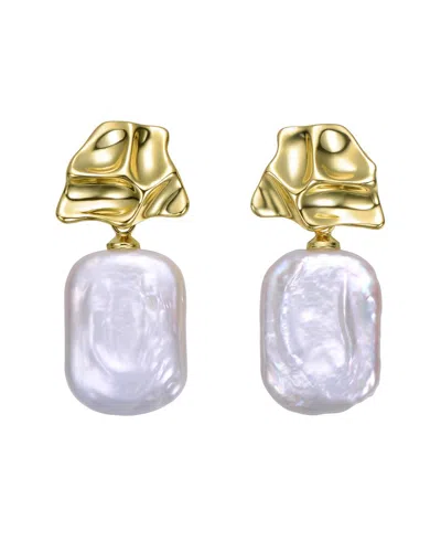 GENEVIVE GENEVIVE 14K PEARL DANGLE EARRINGS