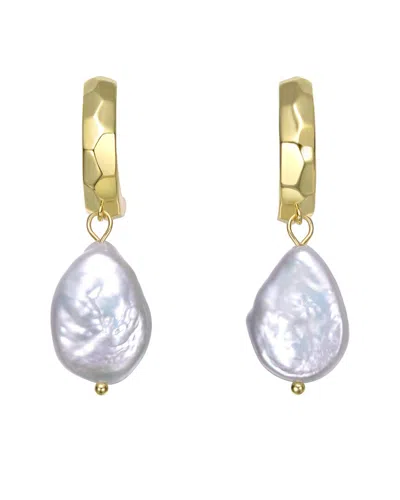 GENEVIVE GENEVIVE 14K PEARL DANGLE EARRINGS