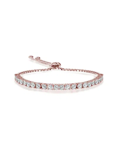 Genevive 14k Plated & Silver Cz Bolo Bracelet In Gold