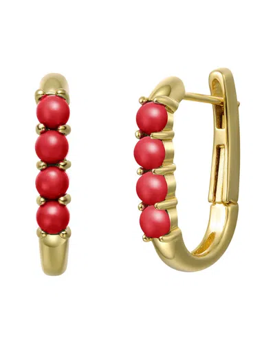 Genevive 14k Plated Coral Earrings In Gold