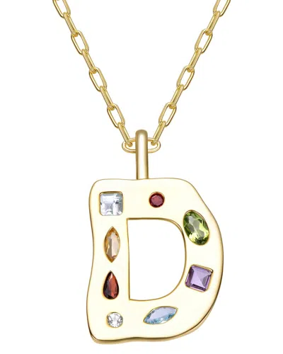 Genevive 14k Plated Cz Alphabetical Necklace In Gold