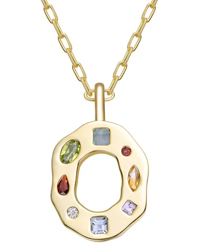Genevive 14k Plated Cz Alphabetical Necklace In Gold