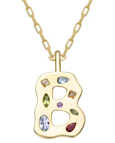 Genevive 14k Plated Cz Alphabetical Necklace In Gold