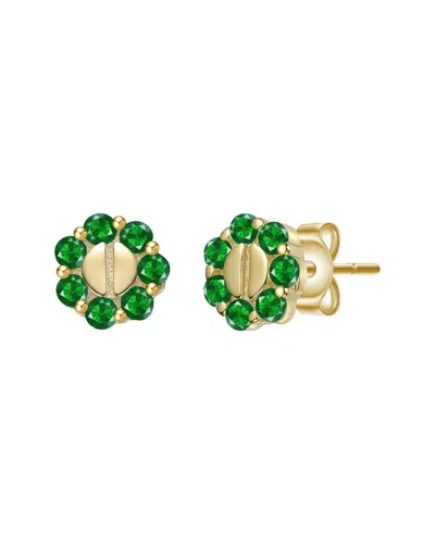Genevive 14k Plated Cz Beaded Earrings In Red