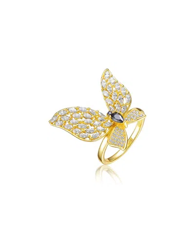 Genevive 14k Plated Cz Butterfly Ring