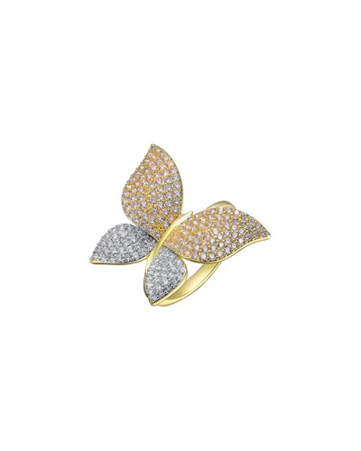 Genevive 14k Plated Cz Butterfly Ring In Gold