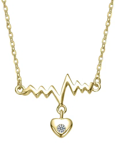 Genevive 14k Plated Cz Heart Necklace In Red