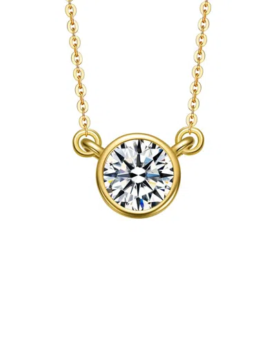 Genevive 14k Plated Cz Necklace In Gold