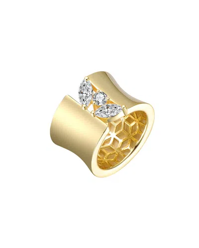 Genevive 14k Plated Cz Open Ring In Gold