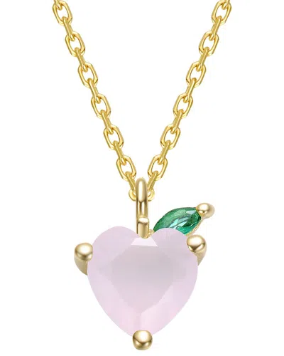 Genevive 14k Plated Cz Pendant Necklace In Orange