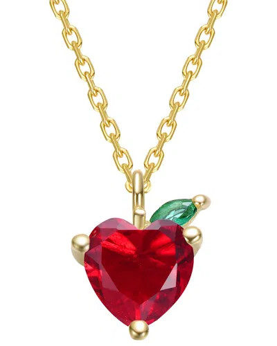 Genevive 14k Plated Cz Pendant Necklace In Gold