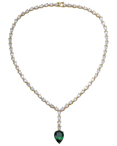 Genevive 14k Plated Cz Tennis Necklace In Silver