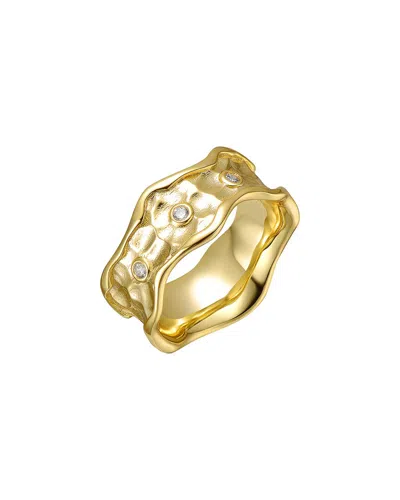 Genevive 14k Plated Cz Wavy Ring In Gold