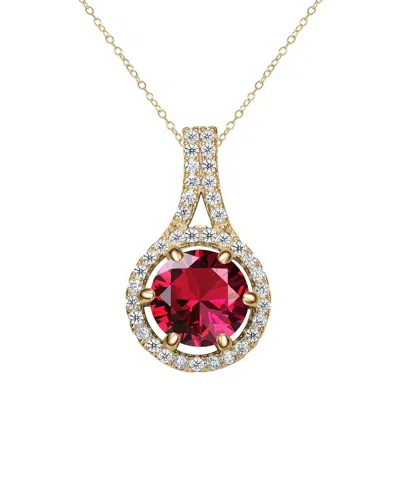 Genevive 14k Plated Pendant Necklace In Red