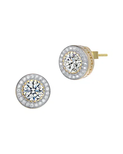 Genevive 14k Over Silver Cz Studs In Gold