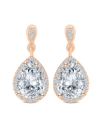 Genevive 14k Rose Gold Plated Silver Cz Drop Earrings