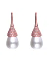 Genevive 14k Rose Gold Vermeil Cz & 10mm Pearl Earrings