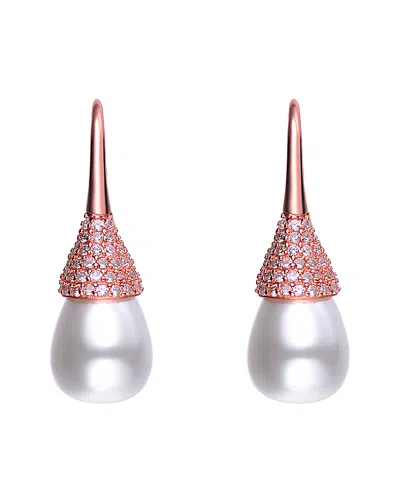 Genevive 14k Rose Gold Vermeil Cz & 10mm Pearl Earrings