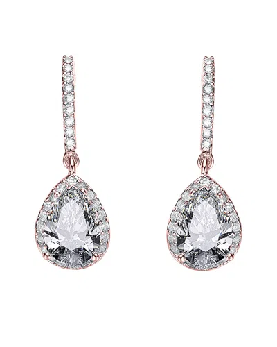 Genevive 14k Rose Gold Vermeil Cz Drop Earrings