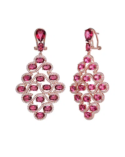 Genevive 14k Rose Gold Vermeil Cz Drop Earrings