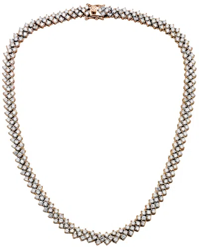 Genevive 14k Rose Gold Vermeil Cz Multi-row Necklace