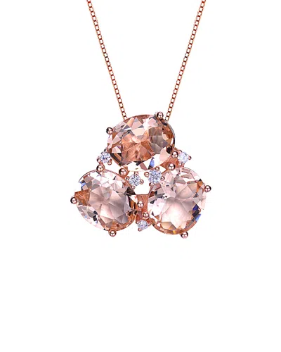 Genevive 14k Rose Gold Vermeil Cz Necklace In Pink