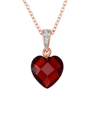 Genevive 14k Rose Gold Vermeil Cz Necklace In Red