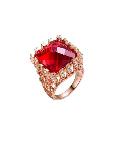 Genevive 14k Rose Gold Vermeil Cz Ring In Red