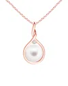 Genevive 14k Rose Gold Vermeil Cz Shell Pearl Pendant