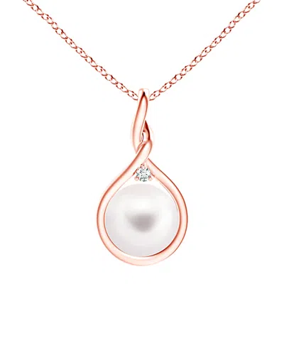 Genevive 14k Rose Gold Vermeil Cz Shell Pearl Pendant