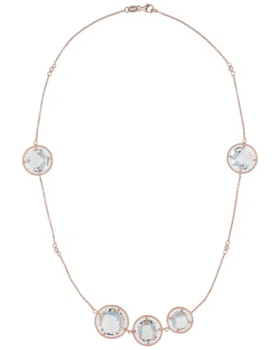 Genevive 14k Rose Gold Vermeil Cz Station Necklace In Silver