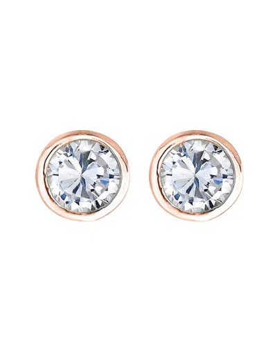 Genevive 14k Rose Gold Vermeil Cz Studs