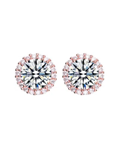 Genevive 14k Rose Gold Vermeil Cz Studs In Metallic