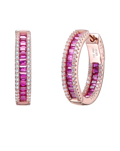 Genevive 14k Rose Gold Vermeil Earrings In Pink