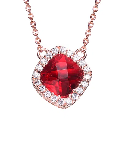 Genevive 14k Rose Gold Vermeil Necklace In Red