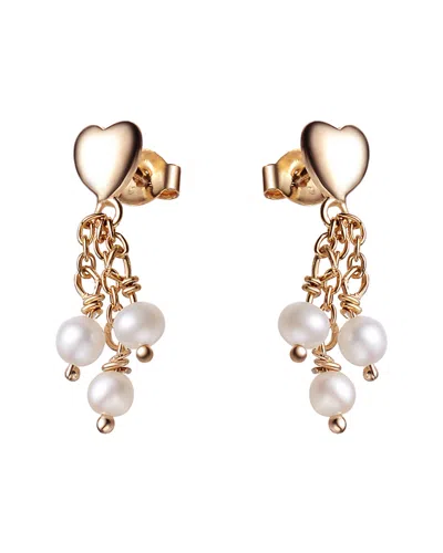 Genevive 14k Over Silver Pearl Earrings In Gold