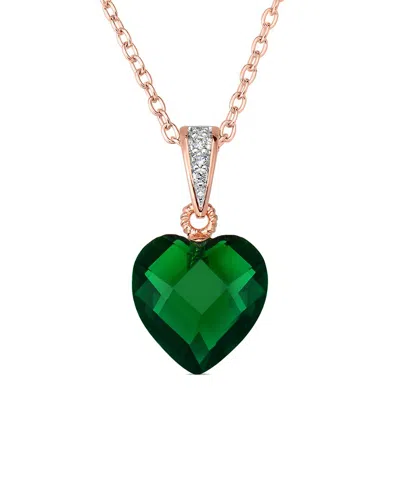 Genevive 14k Rose Gold Vermeil Pendant Necklace In Green