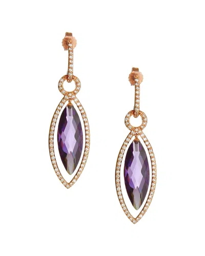 Genevive 14k Rose Over Silver Cz Earrings