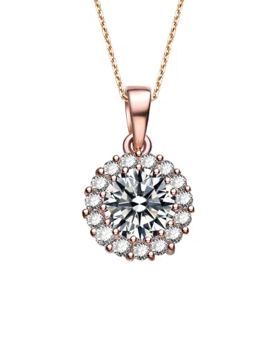 Genevive 14k Rose Over Silver Cz Necklace In Gold