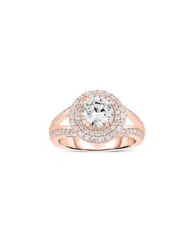 Genevive 14k Rose Over Silver Cz Ring