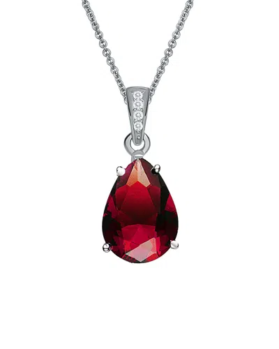 Genevive 14k White Gold Over Silver Cz Necklace