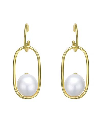 Genevive 18k Over Silver 10mm Freshwater Pearl Earrings