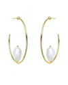 Genevive 18k Over Silver 14mm Freshwater Pearl Earrings