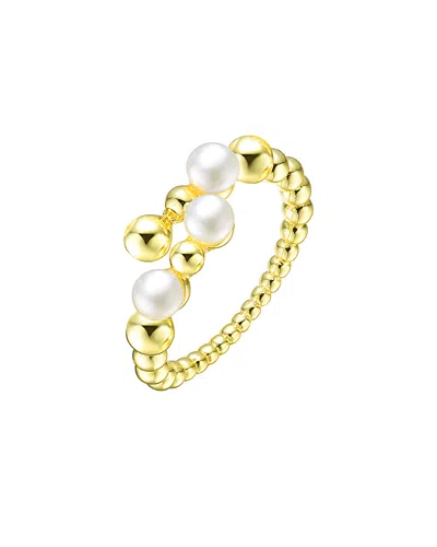 Genevive 18k Over Silver 4mm Freshwater Pearl Ring In Gold