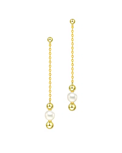Genevive 18k Over Silver 5.5mm Freshwater Pearl Earrings In Gold